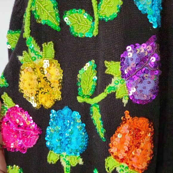 Just B Hand Beaded Sequined Vintage Cardigan Sweater sz‎ M - Picture 7 of 7